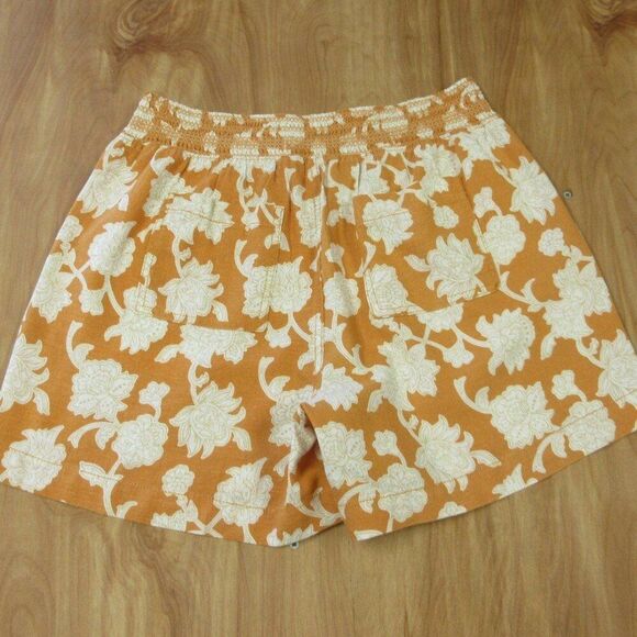 BRIGGS Ladies Linen Blend Shorts Womens Size L Orange Cream Floral Flowers NWT - Picture 5 of 12